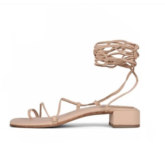 New Jeffrey Campbell Asage 2 Leather Sandal ankle calf rope tan beige leather - Picture 3 of 5